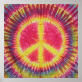 Yellow Peace Sign Tie Dye Poster (Voorkant)