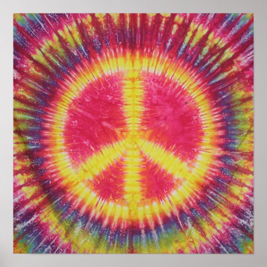 Yellow Peace Sign Tie Dye Poster (Voorkant)