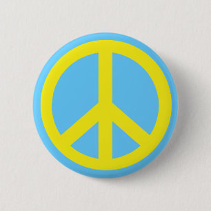 Yellow Peace Symbol Producten Ronde Button 5,7 Cm