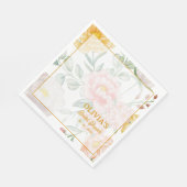 Yellow Peach Floral Arch Frame Bridal Shower Party Servet (Hoek)