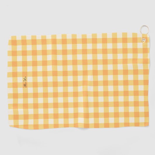 Yellow Peach Gingham Plaid Golfhanddoek (Horizontaal)