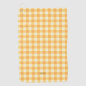 Yellow Peach Gingham Plaid Golfhanddoek (Voorkant)