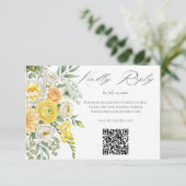 Yellow Peach Sage Green Floral Wedding Website QR RSVP Kaartje (Staand voorkant)