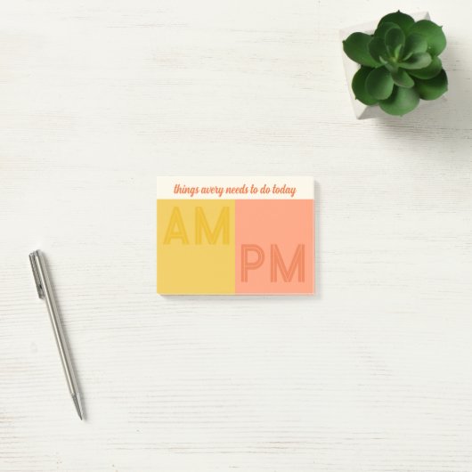Yellow Peach Things To Do Today AM / PM Post-it® Notes (Kantoor)