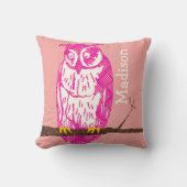 Yellow Peachy Pink Baby Girl Cute Owl personaliser Kussen (Voorkant)