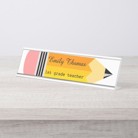 Yellow Pencil leraar Bureau Naambordje (Voorkant)