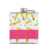 Yellow pencils and scrabbles on white heupfles (Achterkant)