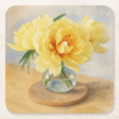Yellow Peonies - Coasters Kartonnen Onderzetters (Voorkant)