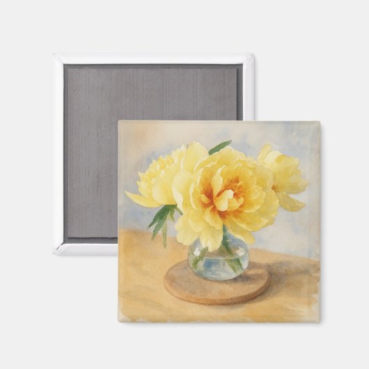 Yellow Peonies - Magnet (Voorkant / Achterkant)