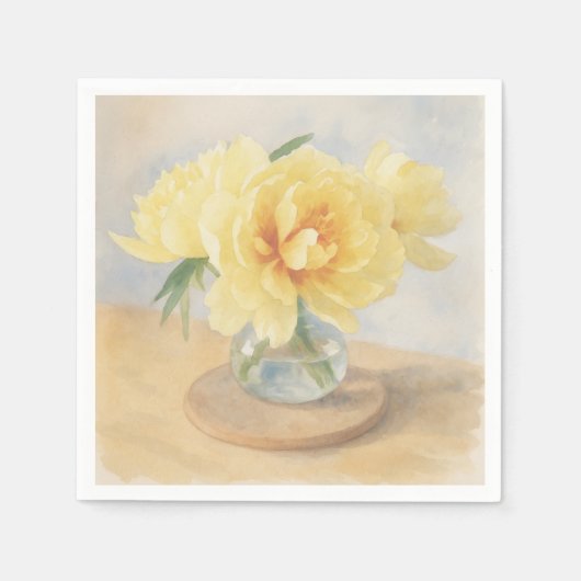 Yellow Peonies - Napkins Servet (Voorkant)