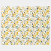 Yellow Peony Chrysanthemum Floral Botanical Print Fleece Deken (Voorkant (Horizontaal))