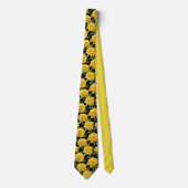 Yellow Peony Floral Pattern Stropdas (Voorkant)