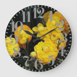 Yellow Peony Flowers Big Number Wall klok