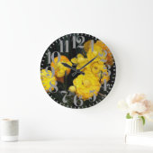 Yellow Peony Flowers Big Number Wall klok (Huis)