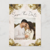 Yellow Peony Flowers Save the Date Aankondigingskaart (Voorkant)