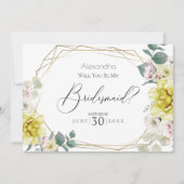 Yellow Peony Flowers zal je mijn Bridesmaid zijn Kaart (Voorkant)