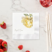 Yellow Peony Personalized Names Coined Wedding Servet (Insitu)