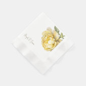 Yellow Peony Personalized Names Coined Wedding Servet (Hoek)