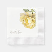 Yellow Peony Personalized Names Coined Wedding Servet (Voorkant)