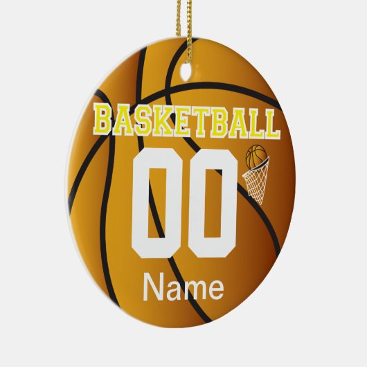 Yellow Personalize Basketball Number Ornament (Rechts)
