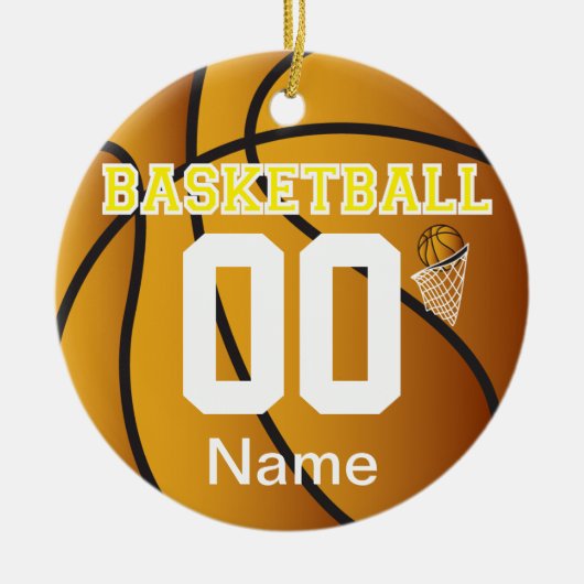 Yellow Personalize Basketball Number Ornament (Voorkant)