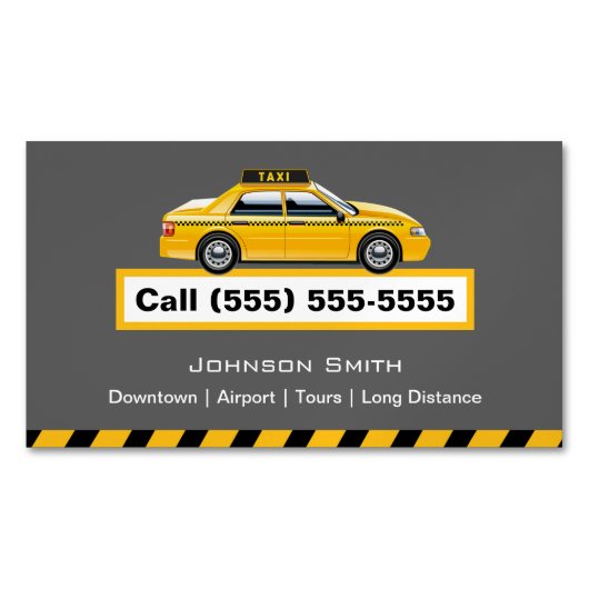 Yellow Pet Taxi Driver Chauffeur Visitekaartje Magneet (Voorkant)