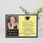 Yellow Photo Graduation Party Invitation Kaart (Staand voorkant)