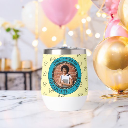 Yellow Photo Modern Graduation Party Gift Tumbler (Vrijgezellenfeest (Gedraaid)  )