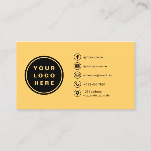 Yellow Photo with QR Code Social Media Visitekaartje (Achterkant)