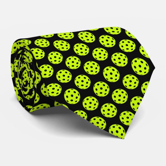 Yellow Pickleball Pattern Stropdas (Opgerold)