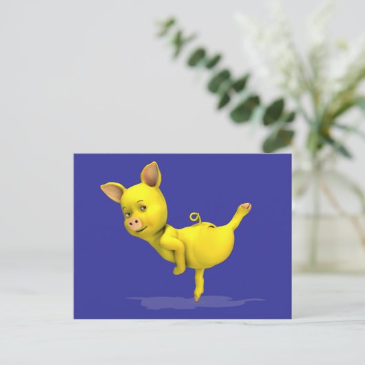 Yellow Pig Arabesque Briefkaart (Staand voorkant)