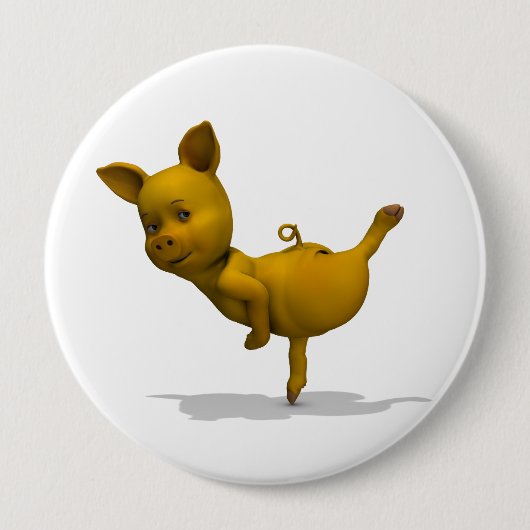 Yellow Pig Arabesque Ronde Button 4,0 Cm (Voorkant)