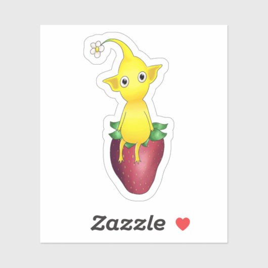 Yellow Pikmin op Aardbei Sticker (Vel)
