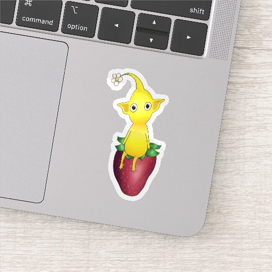 Yellow Pikmin op Aardbei Sticker (Detail)