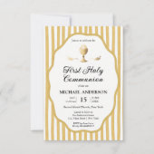 yellow pin striped Communion Invitation Kaart (Voorkant)