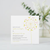 Yellow Pink Dandelions Love Weddenation Invitation Kaart (Staand voorkant)