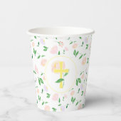 Yellow Pink Floral Cross Papieren Bekers (Achterkant)
