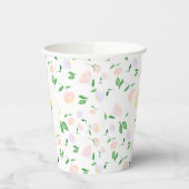 Yellow Pink Floral Cross Papieren Bekers (Links)