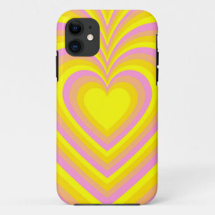 Yellow Pink Hypnotic Heart Love Patroon Case-Mate iPhone Case