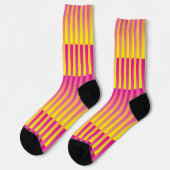 Yellow Pink Orange Striped Pattern Sokken (Links)