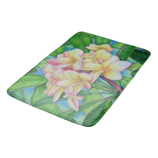 Yellow Pink Plumeria Badmat (Gekanteld)