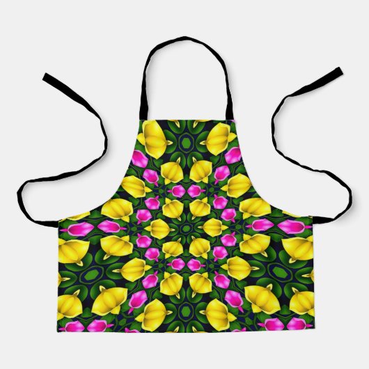 Yellow Pink Rose Pattern Schort (Voorkant)