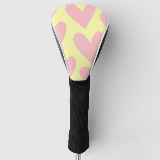 Yellow Pink Simple Heart Y2K-patroon Golfheadcover (Voorkant)