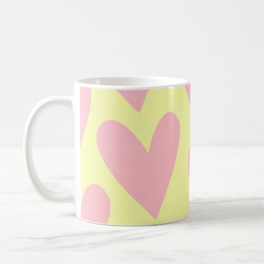 Yellow Pink Simple Heart Y2K-patroon Koffiemok (Links)