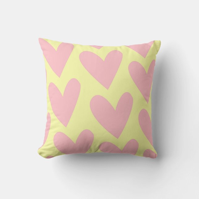 Yellow Pink Simple Heart Y2K-patroon Kussen (Voorkant)