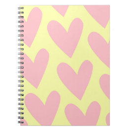 Yellow Pink Simple Heart Y2K-patroon Notitieboek