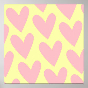 Yellow Pink Simple Heart Y2K-patroon Poster