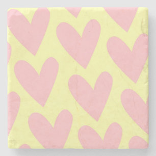 Yellow Pink Simple Heart Y2K-patroon Stenen Onderzetter