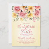 Yellow Pink Springtime Floral Surprise 75th Kaart (Voorkant)
