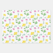 Yellow Pink Waterverf Flower Stem Pattern Inpakpapier Vel (Voorkant 2)